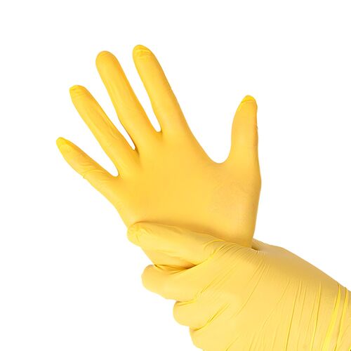 Nitrilinės vienkartinės pirštinės, geltonos (100vnt) - Image 1