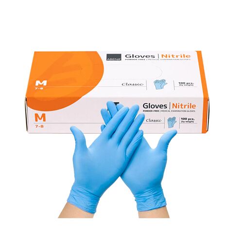 Gloves-nitrile-abena Abena nitrilinės vienkartinės pirštinės, mėlynos (100vnt) - Image 1