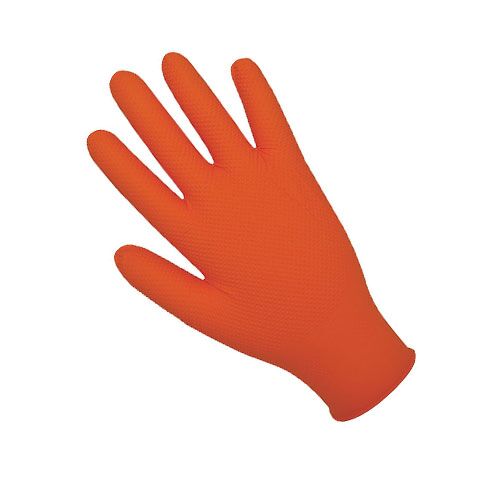 Polyco nitrilinės pirštinės, Finite orange Grip GL201, super stiprios, 8.5g, oranžinės (90-100vnt) - Image 1