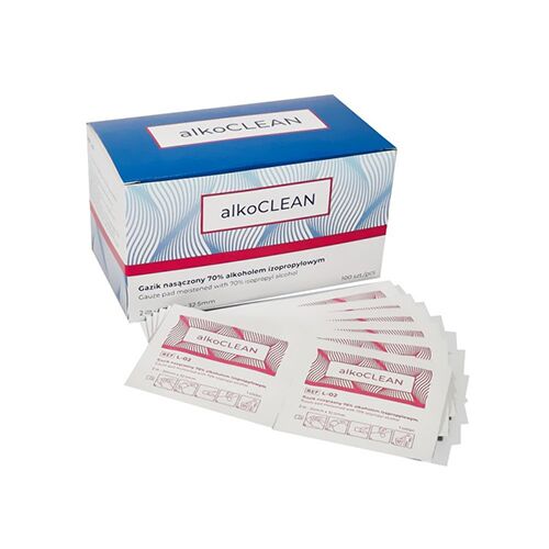 alkoclean.jpg Spiritinės servetėlės dezinfekcijai, ALKOCLEAN (100vnt) - Image 1