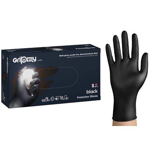 Zarys Gripzzly nitrilinės vienkartinės pirštinės, super stiprios, 8g., juodos, S/M/L/XL/XXL, (50vnt) - Image 1